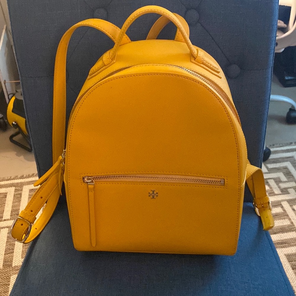 Tory Burch yellow Emerson leather backpack